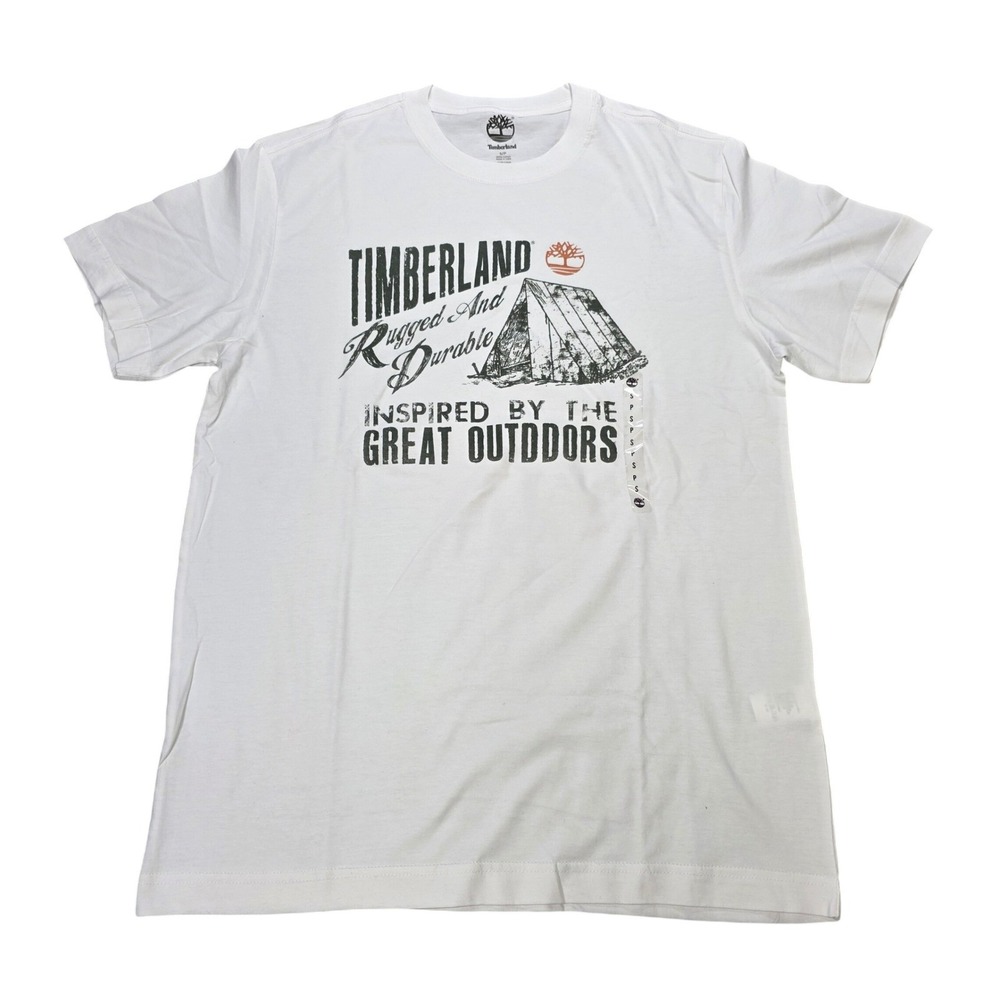 Timberland Graphic T-Shirt Men's Size Small White Great Outdoors Casual NWT